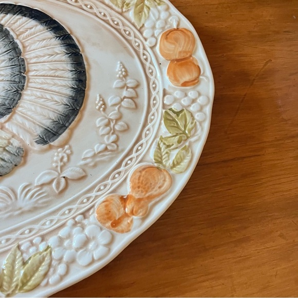 Vintage XL Harvest Turkey Thanksgiving Majolica Platter Japan - Picture 5 of 8